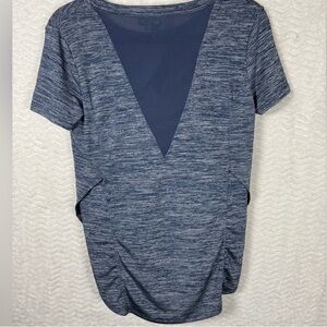 Chic Heathered Blue V-Neck Short Sleeve Top
